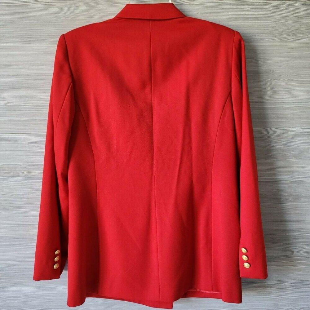 Pendleton Red Wool Structured Double-Breasted Blazer Jacket Gold Buttons Size 8 - Picture 2 of 13